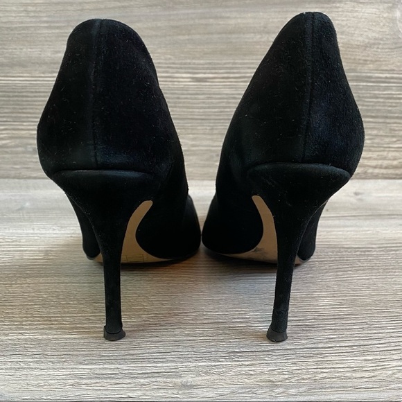 Dolce Vita black leather suede heels with silver pointed  toe tips size 6 - Picture 3 of 11